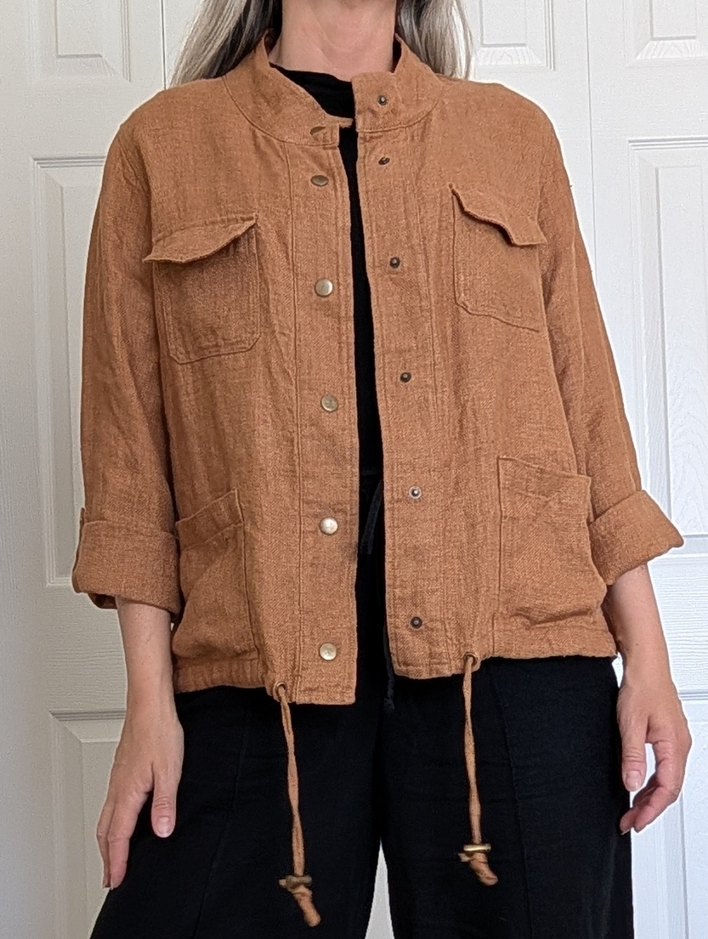 exc C & C CALIFORNIA rustic linen utility jacket M L - Picture 2 of 13